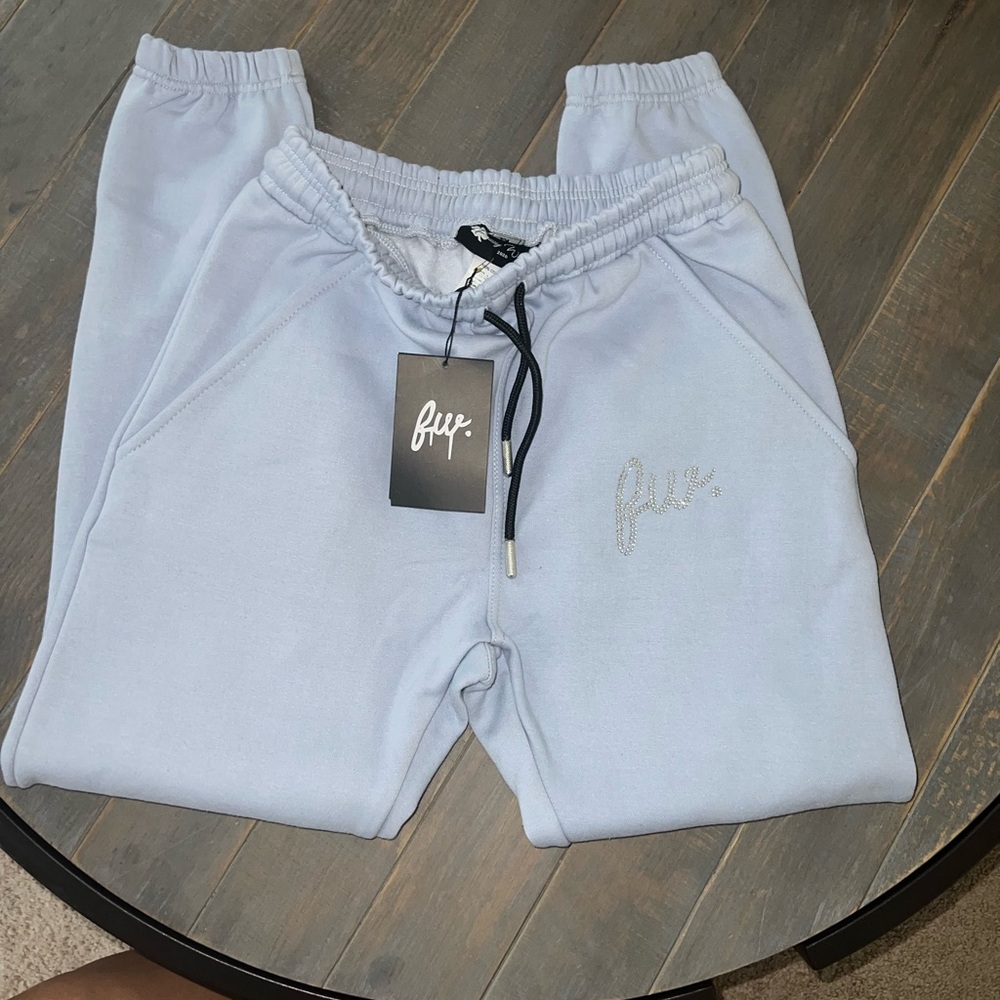 Filthy wealth blue sweatpants with rhinestone logo - Picture 3 of 8
